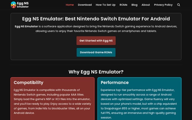 Screenshot of eggnsemulator.com