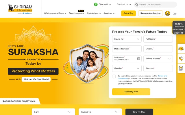 Screenshot of shriramlife.com