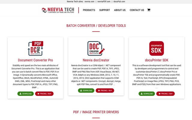 Screenshot of neevia.com
