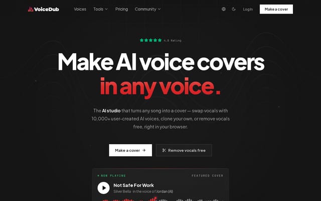 Screenshot of voicedub.ai