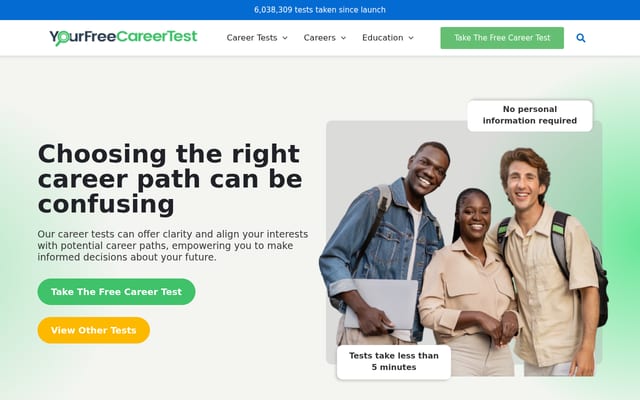 Screenshot of yourfreecareertest.com