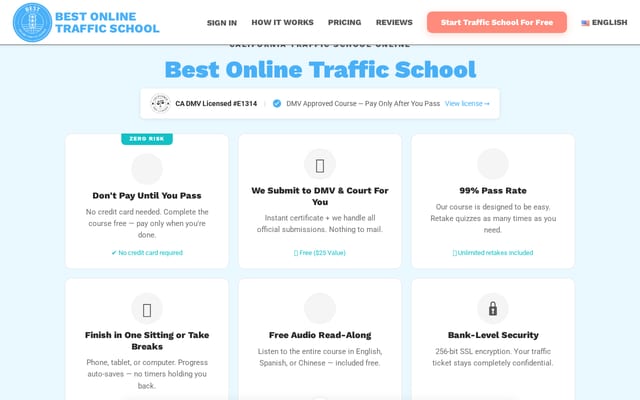 Screenshot of bestonlinetrafficschool.co