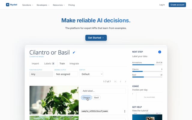 Screenshot of nyckel.com