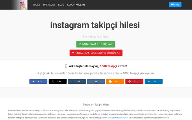 Screenshot of takipcimax.com