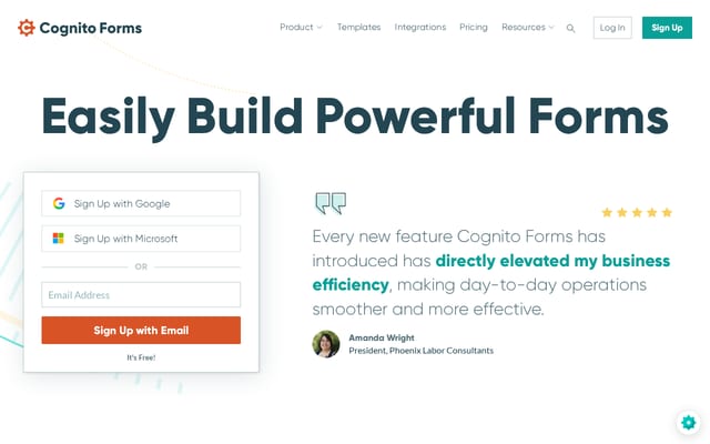 Screenshot of cognitoforms.com