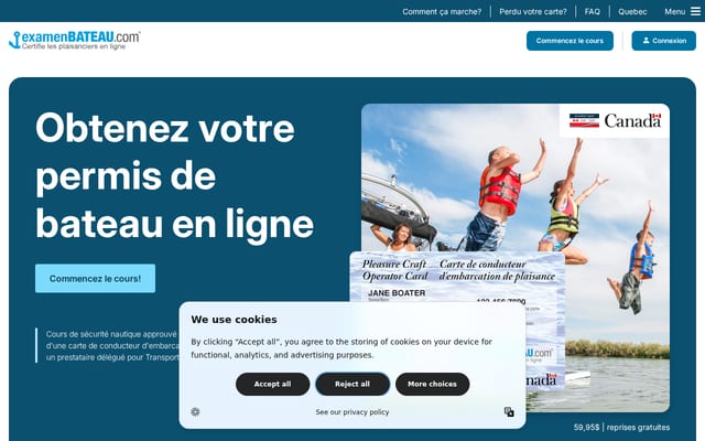 Screenshot of examenbateau.com