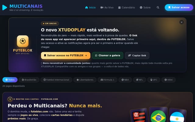 Screenshot of multicanais.com