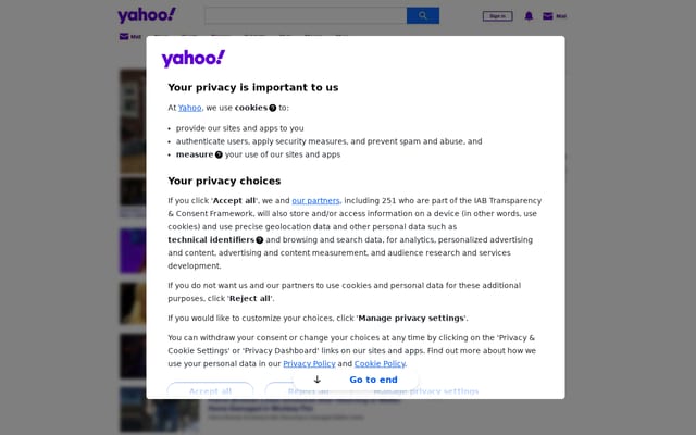 Screenshot of yahoo.ca