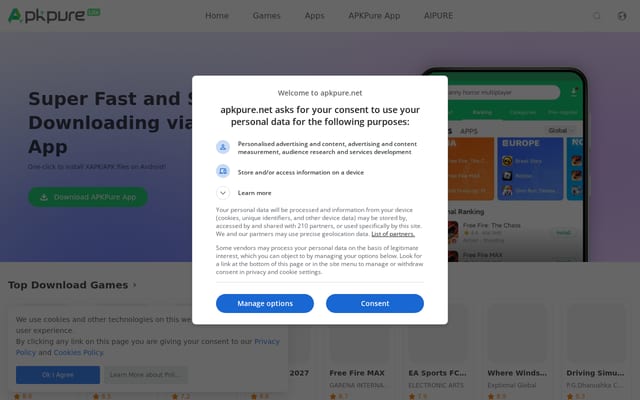 Screenshot of apkpure.net
