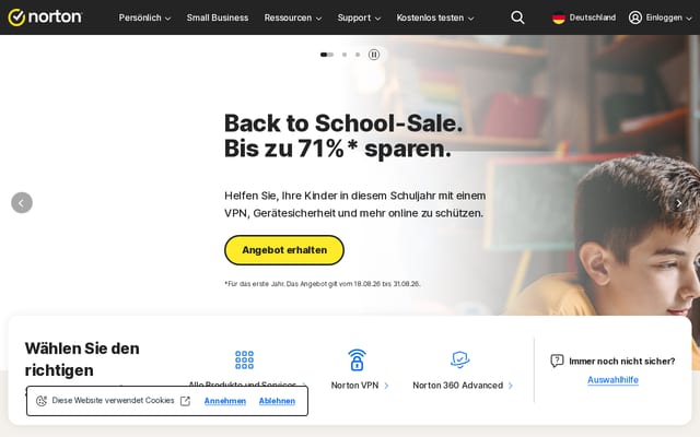 Screenshot of norton.com