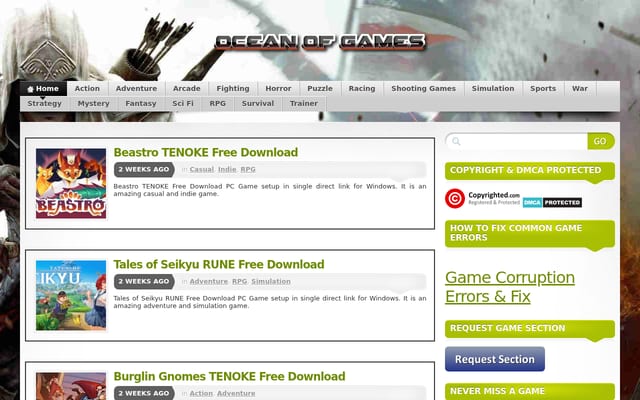 Screenshot of oceansofgamess.com