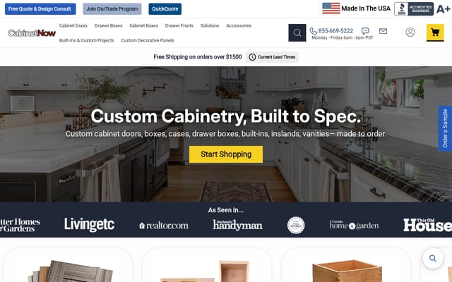 Screenshot of cabinetnow.com