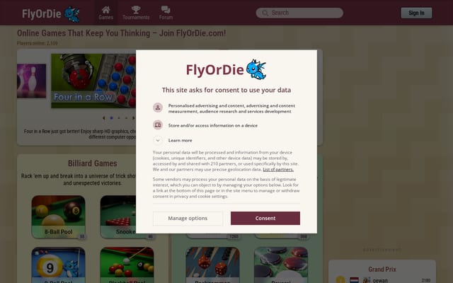 Screenshot of flyordie.com