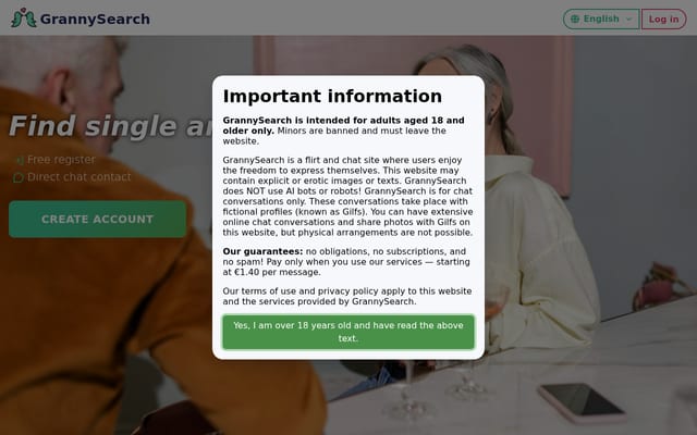 Screenshot of grannysearch.com