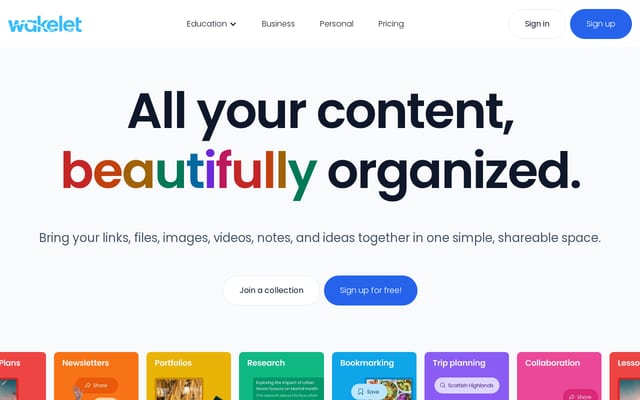 Screenshot of wakelet.com