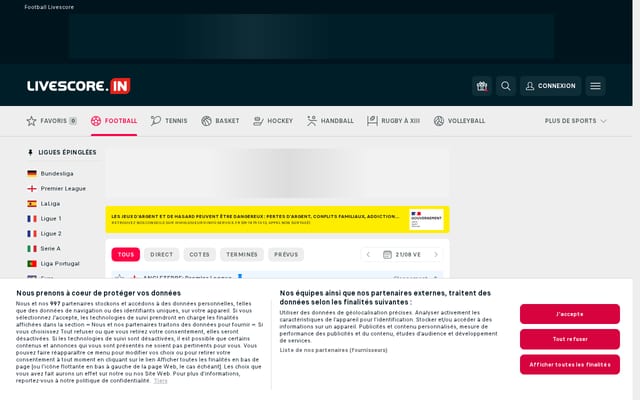 Screenshot of livescore.in