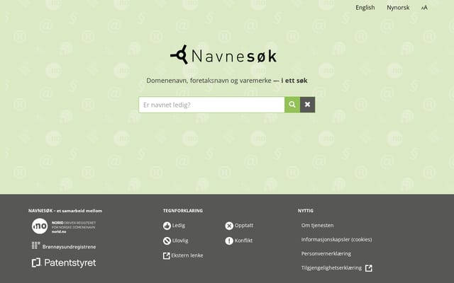 Screenshot of navnesok.no