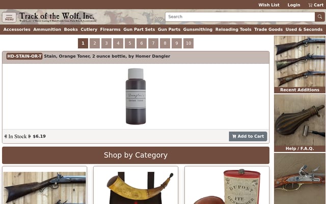 Screenshot of trackofthewolf.com