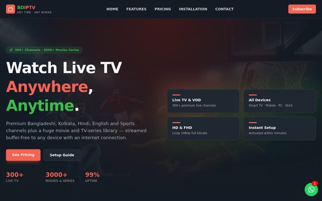 Screenshot of bdiptv.stream