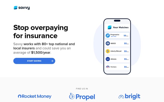 Screenshot of savvy.insure
