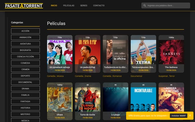Screenshot of pasateatorrent.org