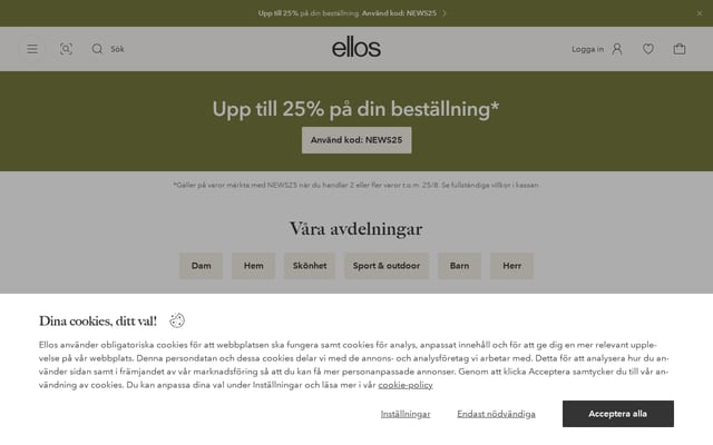 Screenshot of ellos.se
