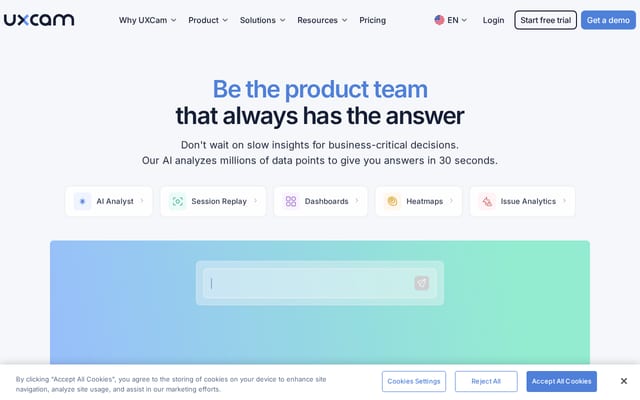 Screenshot of uxcam.com