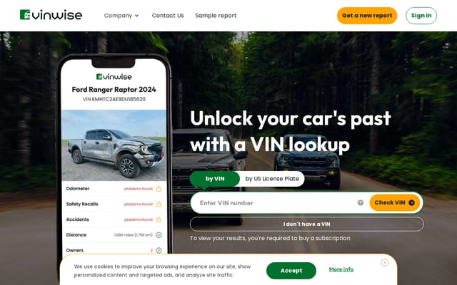 Screenshot of vinwise.com