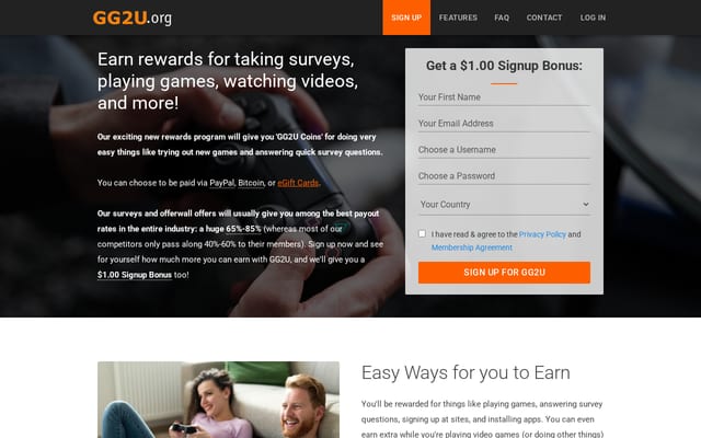 Screenshot of gg2u.org