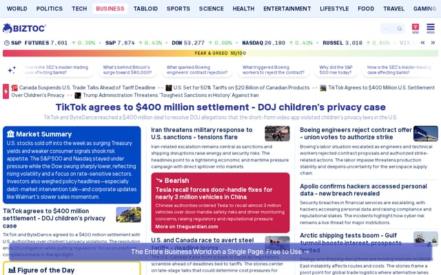 Screenshot of biztoc.com
