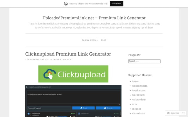 Screenshot of uploadedpremiumlink.wordpress.com