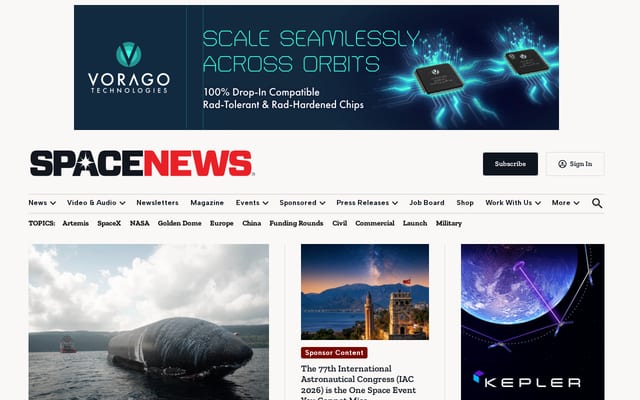 Screenshot of spacenews.com