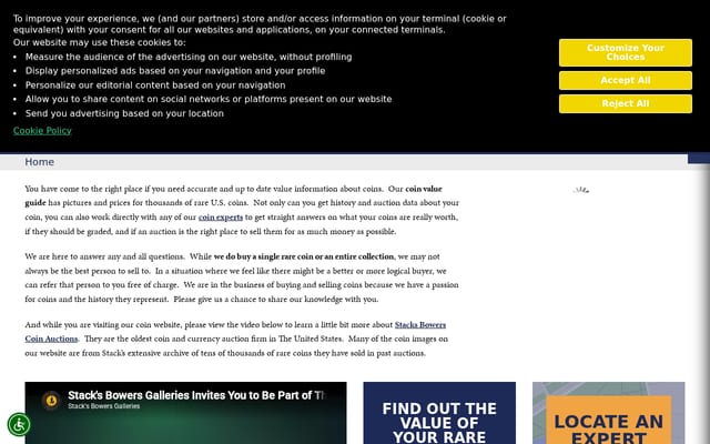 Screenshot of coinappraiser.com