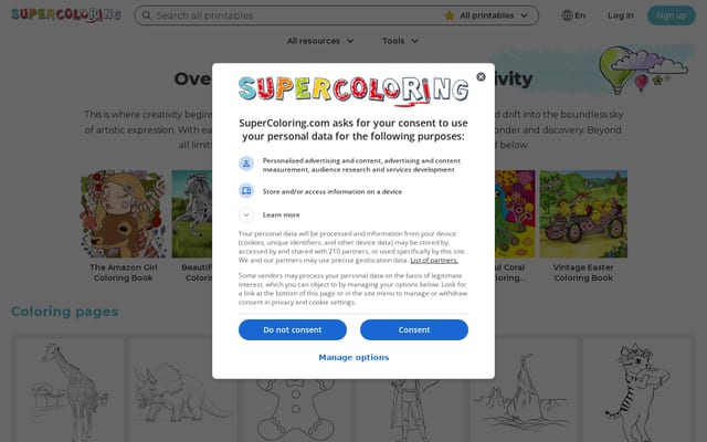 Screenshot of supercoloring.com