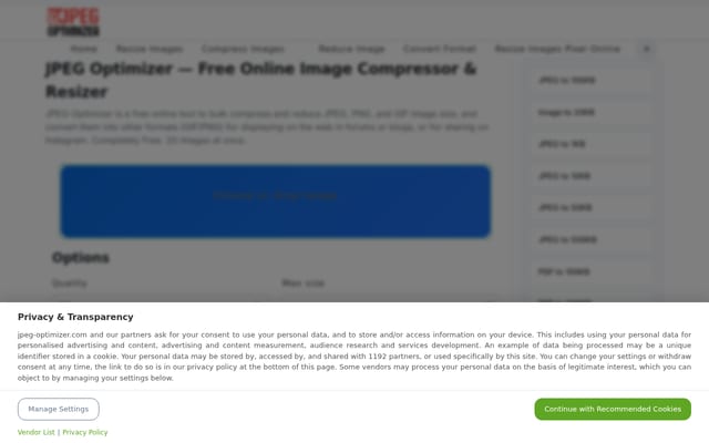 Screenshot of jpeg-optimizer.com