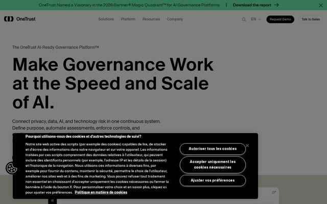 Screenshot of onetrust.com