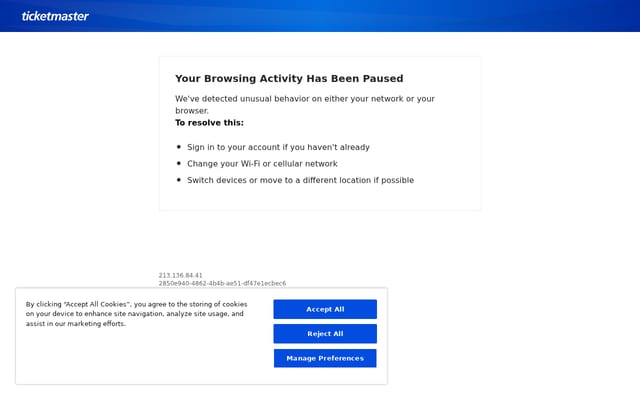 Screenshot of ticketmaster.com