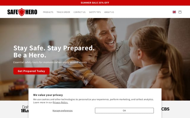 Screenshot of safehero.co.uk