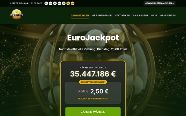 Screenshot of eurojackpot.org