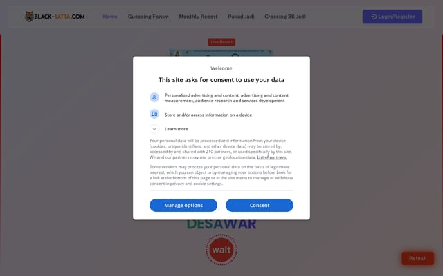 Screenshot of black-satta.com