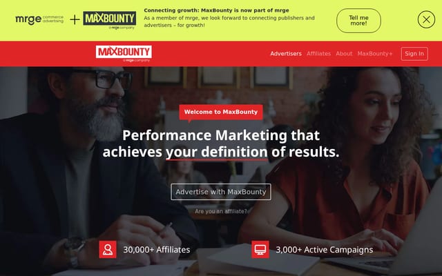 Screenshot of maxbounty.com