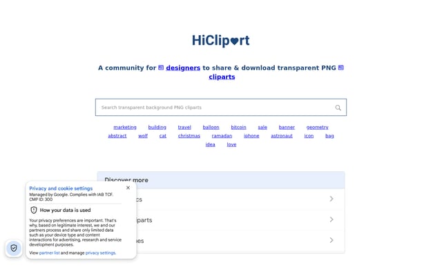 Screenshot of hiclipart.com