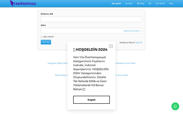 Screenshot of takipdeposu.com
