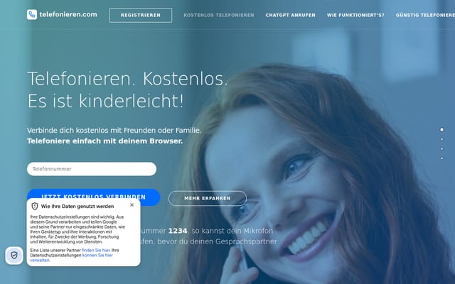 Screenshot of telefonieren.com