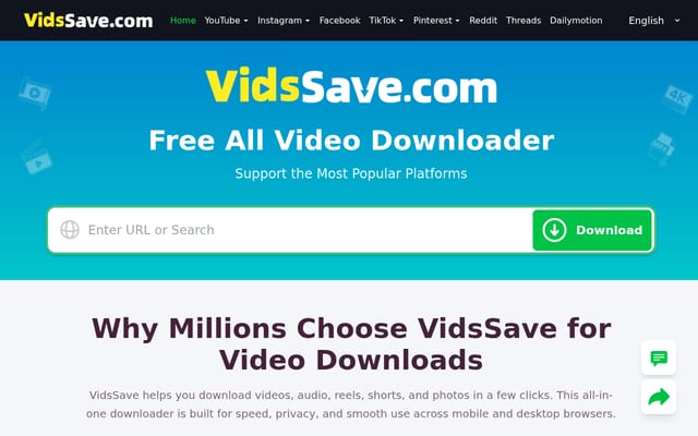 Screenshot of vidssave.com