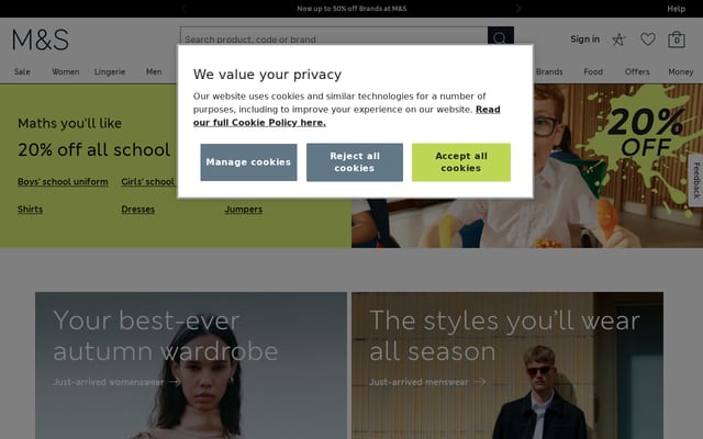 Screenshot of marksandspencer.com