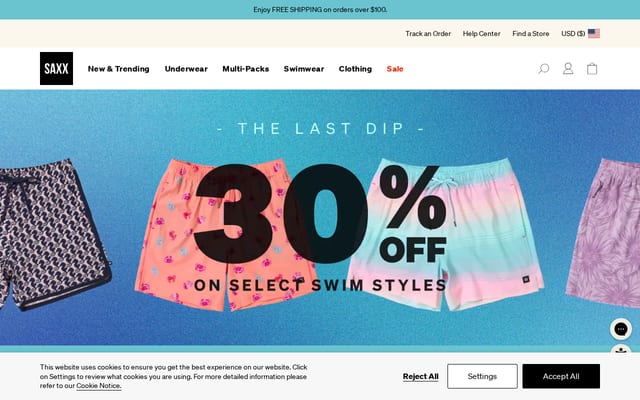 Screenshot of saxx.com