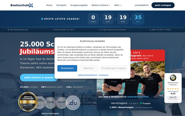 Screenshot of bootsschulex.de