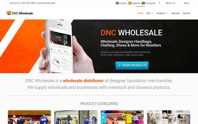 Screenshot of dncwholesale.com