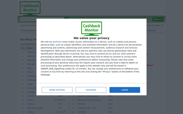 Screenshot of cashbackmonitor.com